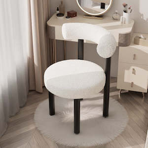 New Arrival: Hygge Sherpa Fabric Dining Chair/Makeup Chair - White & Black