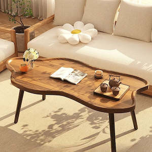New Arrival: Faro Wooden Cloud Design Coffee Table with Edge 120cm - Walnut Finish