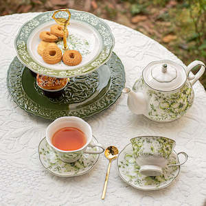 Tableware: Maria French Vintage Tea Pot - Forest Green