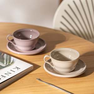 Drinkware: Georgia J Gourd Coffee Cup and Saucer 200ml - Beige