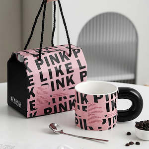 BlackPink Ceramic Coffee Mug with Spoon Gift Pack 350ml