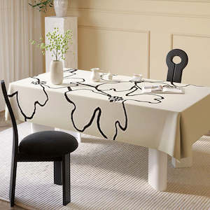 Decoration: Milly Modern Rectangle Floral Pattern Waterproof Tablecloth 140x220cm - Black