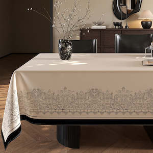 Decoration: Brantice Rectangle French Vintage Waterproof Tablecloth - Beige & Black