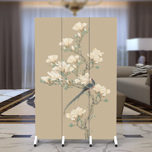 Hygge Haven Wooden Floral Room Divider - Magnolia