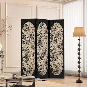 Furniture: Hygge Haven French Wooden Floral Room Divider - White & Black