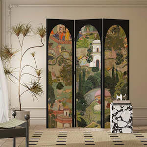 Hygge Haven Japanese Style Wooden Art Canvas Room Divider