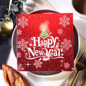 Accessories: Doria Virgin Wood Pulp New Year Napkin 20pk - Snowflake
