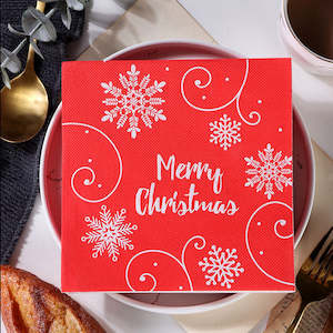 Accessories: Doria Virgin Wood Pulp Christmas Napkin 20pk - Snowflake
