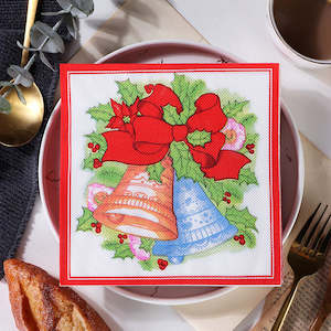 Doria Virgin Wood Pulp Christmas Napkin 20pk - Jingle Bells