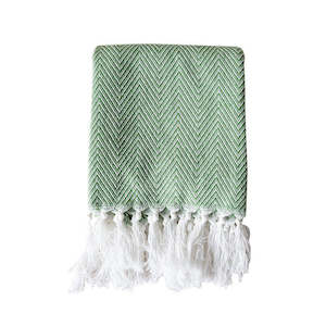 Meadow 100% Cotton Tasseled Tea Towel - Green