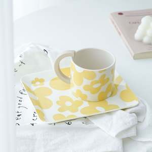Georgia J Ciaran 2PCS Coffee Cup and Tray Set - Lemon