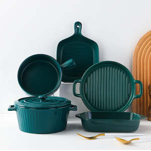 Bowl: Monto 5PCS Ceramic Baking Dish Set - Green