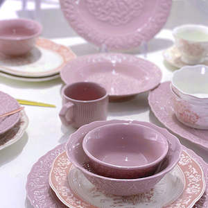 Bowl: Maria French Vintage Embossed Large Bowl 16.5cm - Pink