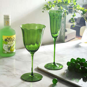 Linton Floral Crystal Stemware Champagne Glass 110ml - Green