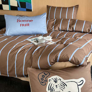 Chiara 4PCS 100% Cotton Modern Maillard Bedding Set - Khaki & Brown