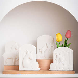 Vase: Mizuki Irregular Embossed Deer Vase - White