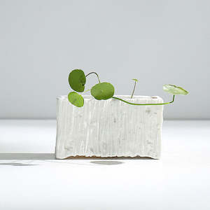 Vase: Mizuki Minimalist Embossed White Porcelain Vase/Plant Pot