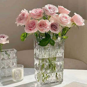 Vase: Winslow Diamond Clear Glass Vase 24cm - Large