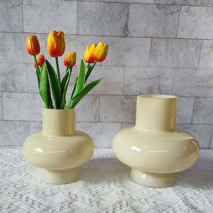 Sophie Modern Minimalist Glass Vase - Cream