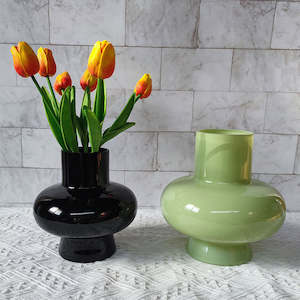 Glass: Sophie Modern Minimalist Glass Vase - Black