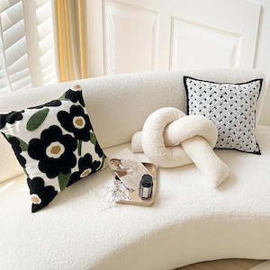 Miro Tufted Floral Cotton Cushion Cover 45x45cm - Black & Green