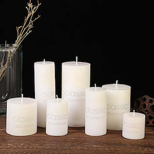 Candle Candleholder: Loopy Smokeless Cotton Wick Pillar Candle - White