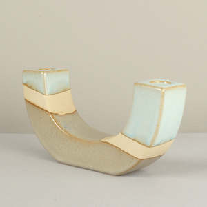 Candle Candleholder: Murano Porcelain Vintage Bicolor Candle Holder - N09