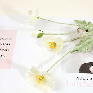 Jototo Silk Artificial Iceland Poppy 57cm - Pure White