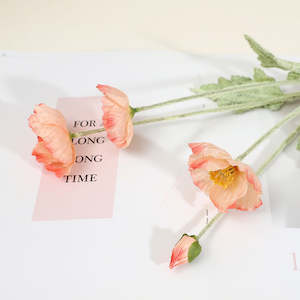 Jototo Silk Artificial Iceland Poppy 57cm - Coral Pink
