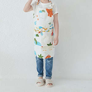 Apron: Maison Children's Cotton Apron With 2 Pockets - Dinosaur