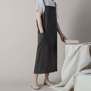 Apron: Marie Roy Cotton Waterproof Apron With 2 Pockets - Charcoal