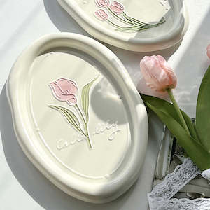 Art 1: Lilly Wood Ceramic Decorative Tray - Calla