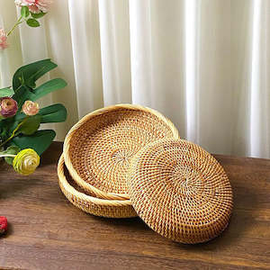 Basket: Uriah Handwoven Round Rattan Bread Basket 22cm