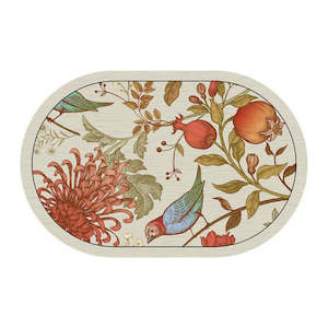 Mat: Vienna Blossom Oval Quick Drying Bath Mat 80x50cm - Pomegranate