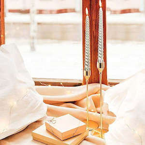 Loopy 4PCS Twisted Paraffin Pole Candle - Silver