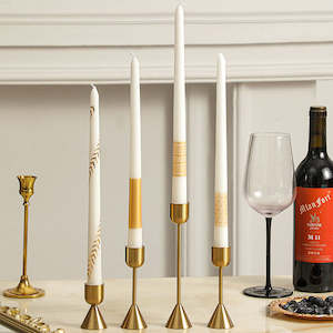 Candle: Loopy 4PCS Vintage Parallel Patterned Tapered Candle 30.5cm - White