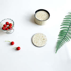 Cabell Hand-made Shell Coaster Set - Off White