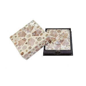 Cabell Hand-made Shell Coaster Set - Pink Floral