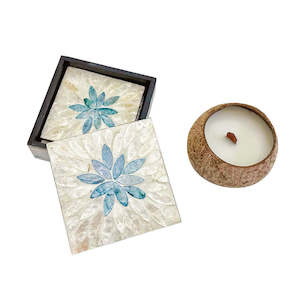 Cabell Hand-made Shell Coaster Set - Blue Elf