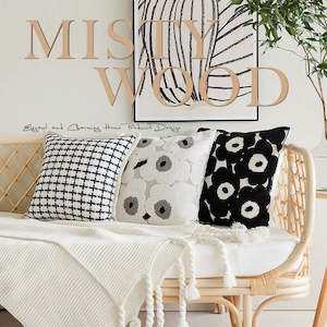 Cushion: Miro Tufted Puppy Cotton Cushion Cover 45x45cm - Black / White