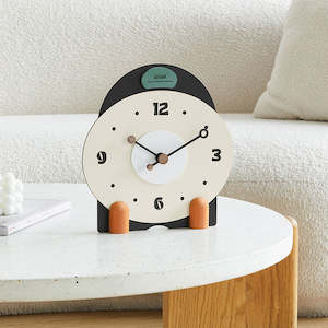 Christmas: Bergen Wooden Color-Blocked Silent Metal Clock 26cm - Green & Orange