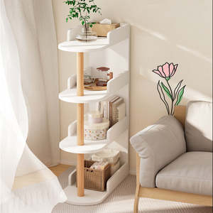 Storage: Todi 4-Tier Nordic Wooden Bookshelf - White & Nature