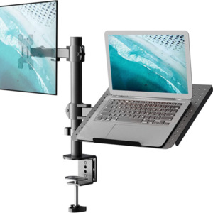Dual Arm Laptop and Monitor Desk Mount for 17 inch Notebook and Up to 27 inch Screen
