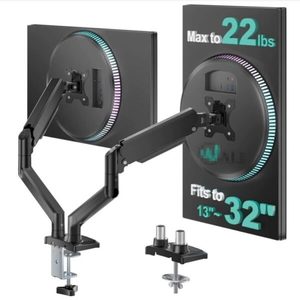 Computer: Dual Monitor Stand, Adjustable Gas Spring Arm Monitor Mount for 2 Monitors up to 32 Inch, Black