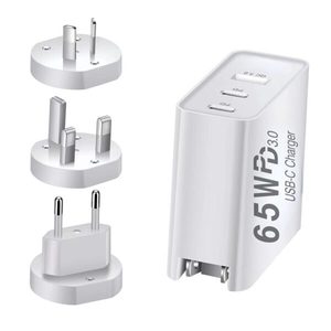 Mobile Accessary: iLead 65W GaN 2 USB-C + USB Fast Charger with Global Travel Universal Plug Adapters (US/UK/EU)