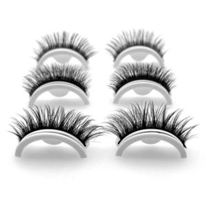 Beauty & Personal Care: 3 Pairs Self-Adhesive False Eyelashes – Natural Fluffy Cat Eye & Doll Style