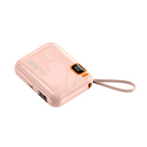 All: iLead 10000mAh 66W Fast Charge Power Bank with Built-in Cable, Pink