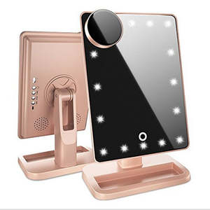 Electronics: Touch Screen Makeup Mirror With 20 LED Light Bluetooth Music Speaker 10X Magnifying Mirrors Lights