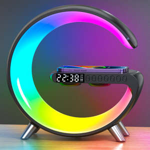 Electronics: New Intelligent G Shaped LED Lamp Bluetooth Speake Wireless Charger Atmosphere Lamp App Control For Bedroom Home Decor
