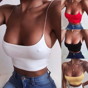 Ladieswear: Women Camis Strap Tops Summer Ladies Casual Solid Color Sleeveless Tshirts Sexy Clubwear Gym Crop Top T Shirt